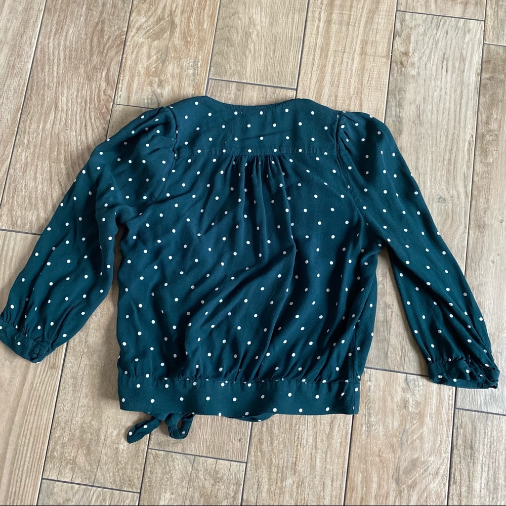 Madewell green polka dot surplice top size XS - Picture 7 of 7